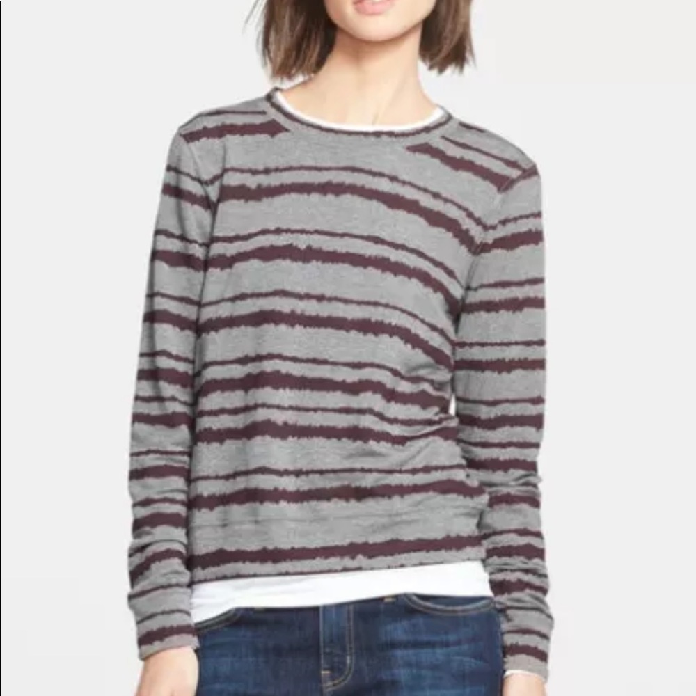 A.L.C.  Gray and Wine Conlo Stripe Pullover
